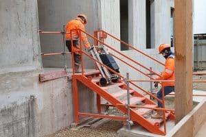 Chariot du finisseur escalier chantier