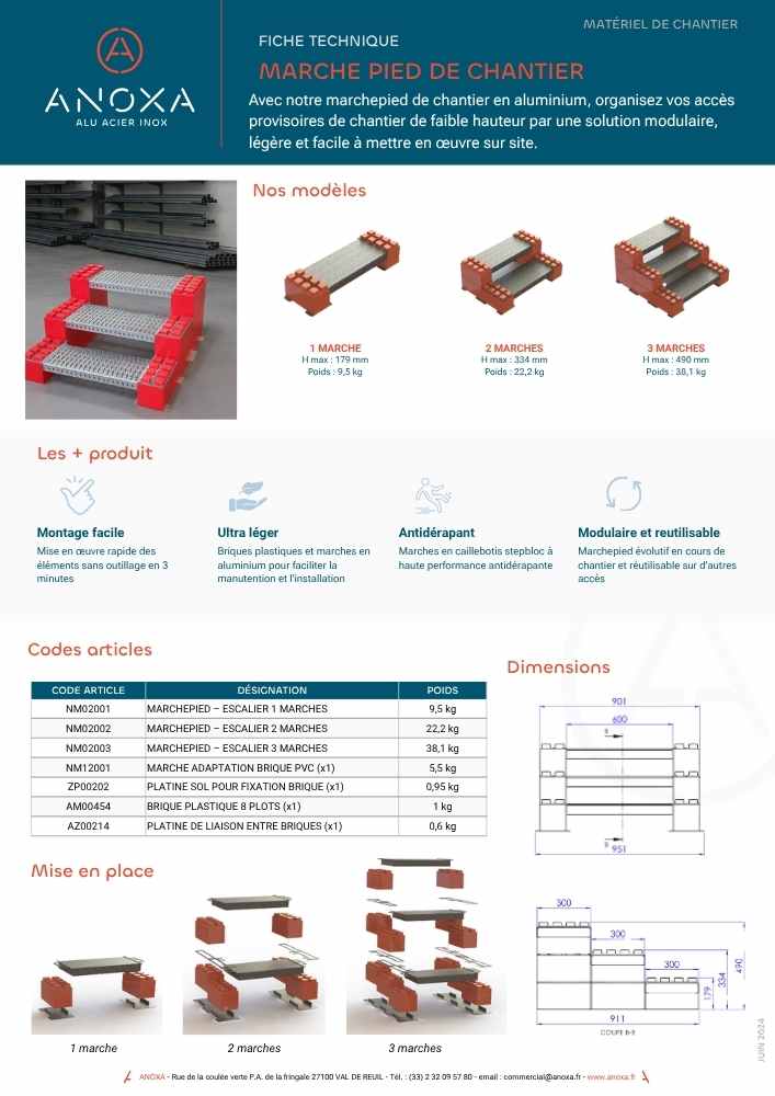 Fiche technique marche pied de chantier
