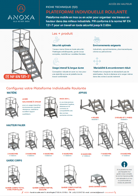 Fiche technique Plateforme Individuelle Roulante