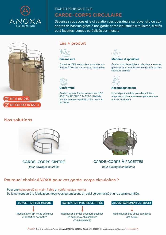 Fiche technique garde-corps circulaire pour cuve