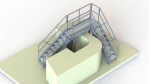 Plan 3D escalier de franchissement de convoyeur d'une ligne de production