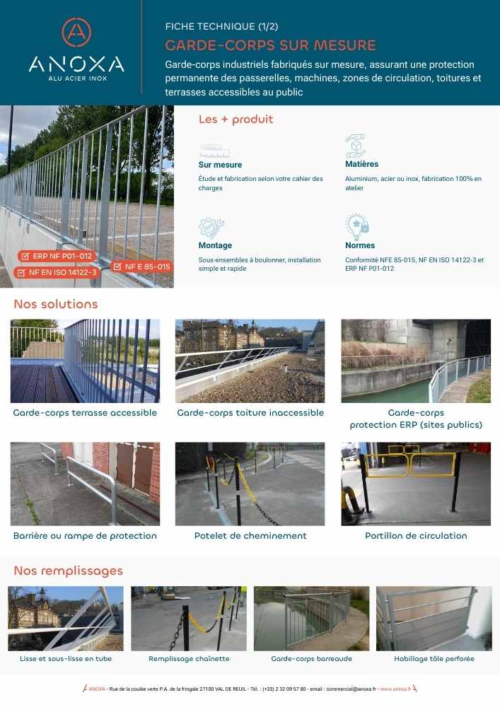 Fiche technique garde-corps sur mesure