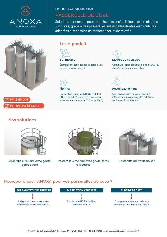 Fiche technique passerelle de cuve