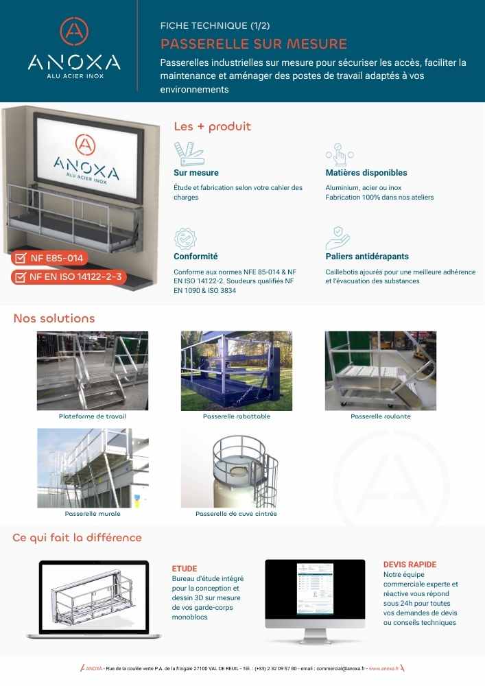 Fiche technique passerelle sur mesure