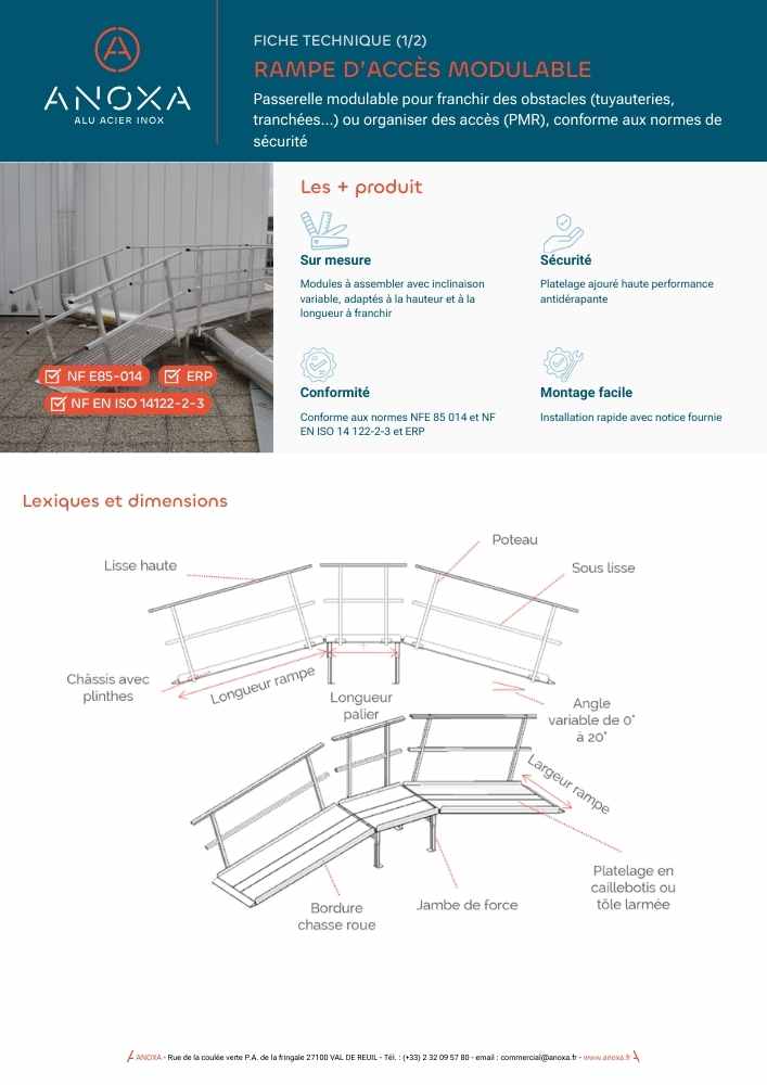Fiche technique rampe d'accès modulable