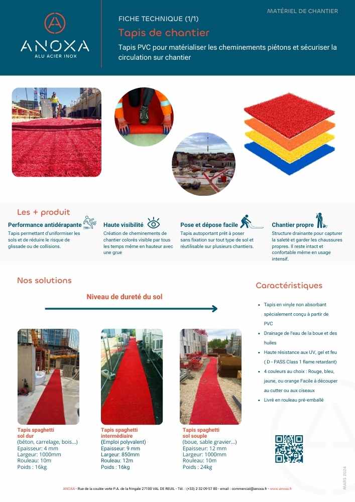 Fiche technique tapis de chantier