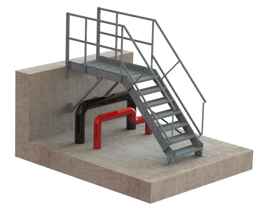 escalier industriel avec palier